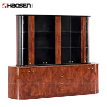 68028A Wooden Luxury classic office High cabinet Glass bookcase